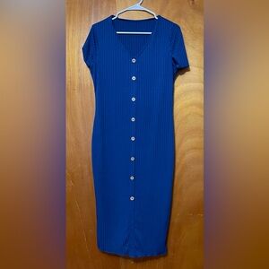 Midi Button Down Blue Dress